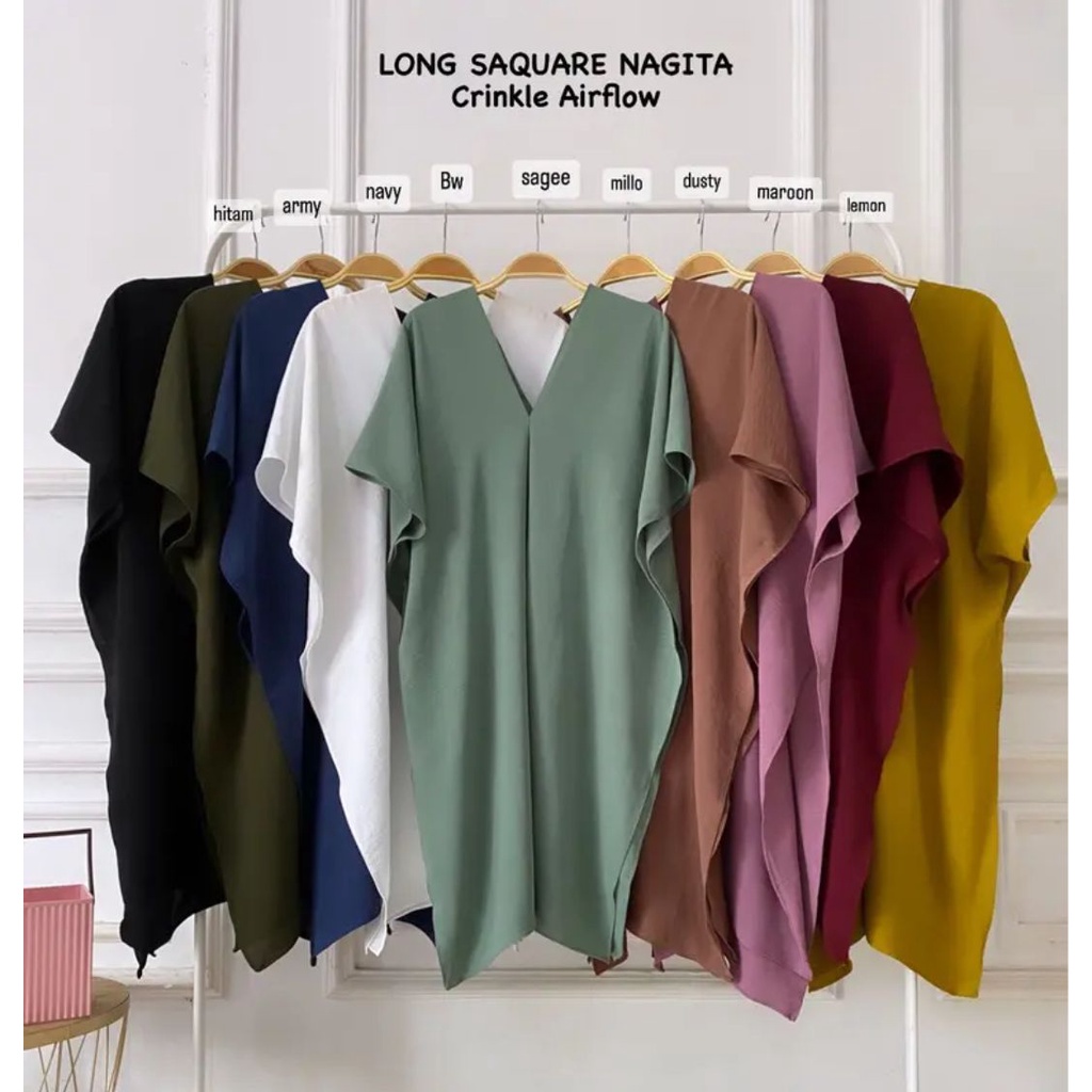 LONG SQUARE NAGITA MATT CRINKLE // TUNIK V NECK CRINKLE