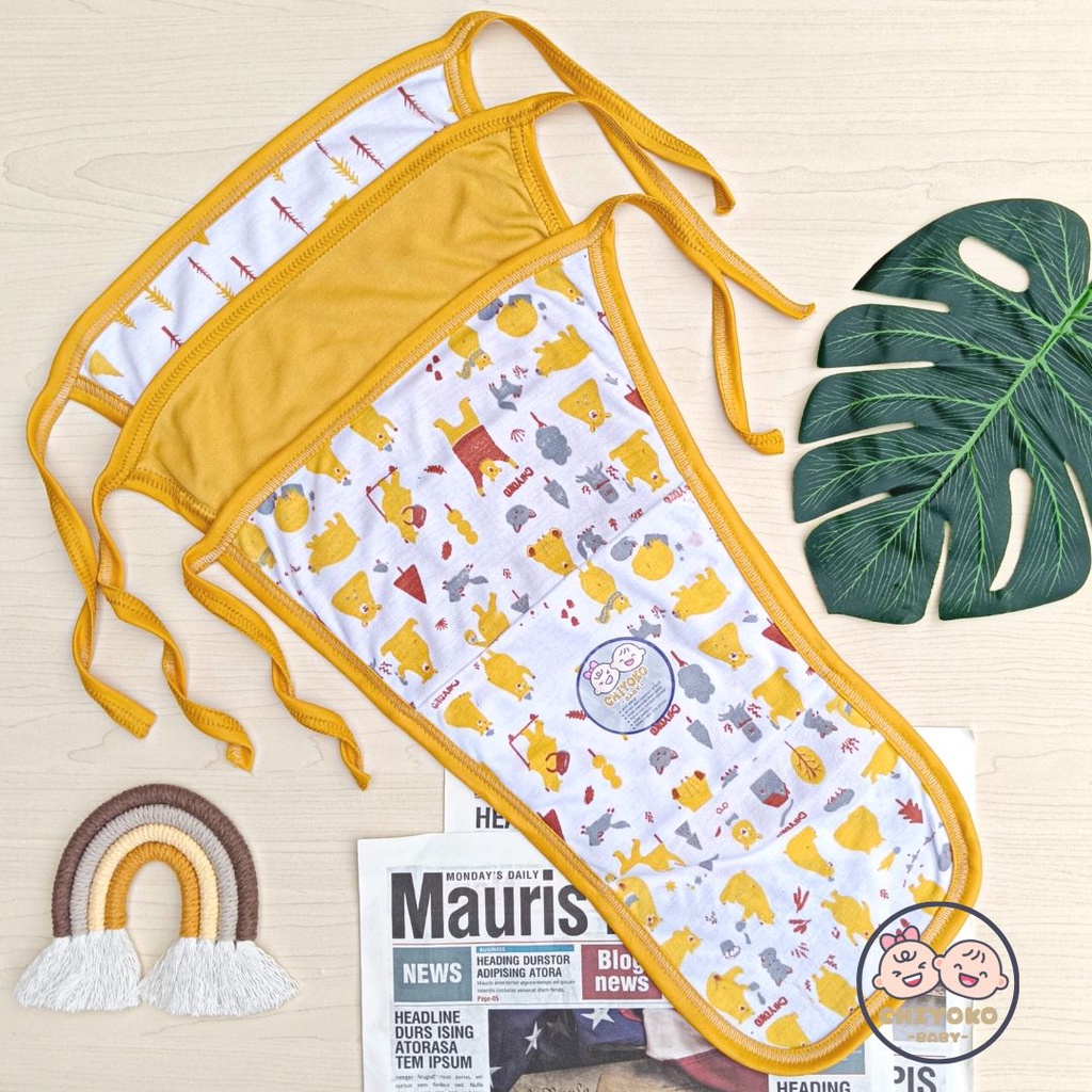 6 Pcs / 12 Pcs Popok Tali Bayi Baru Lahir Double Kain Serian MUSTARD Chiyoko Baby