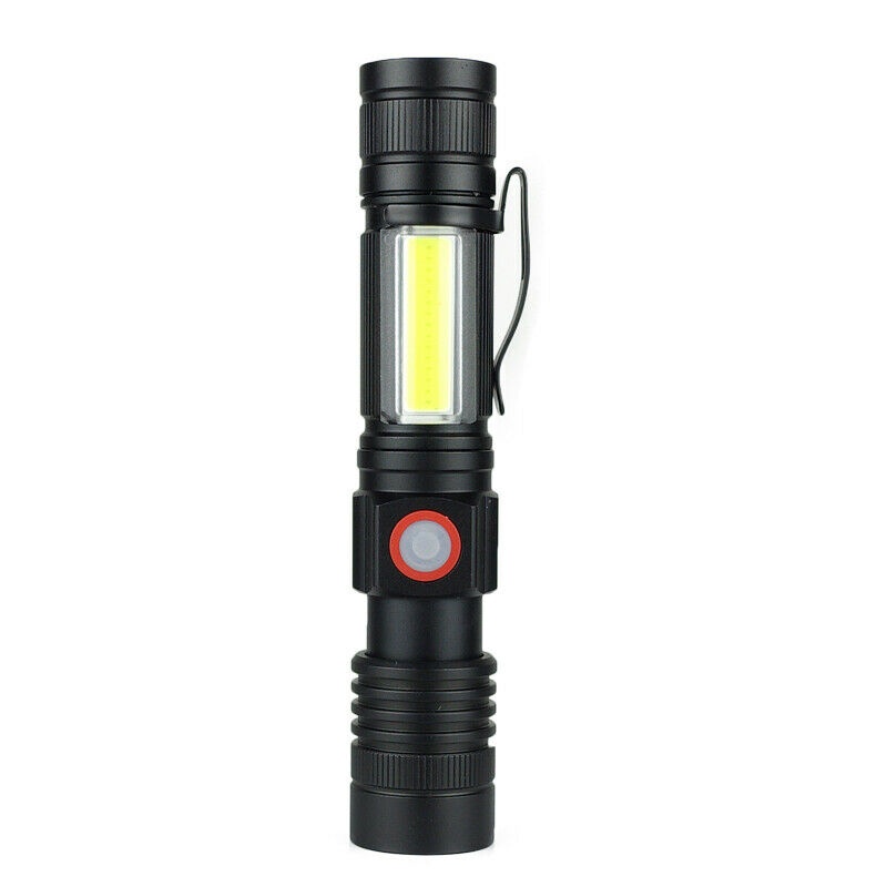 800LM LED Flashlight T6+COB USB Rechargeable Penlight Zoom Torch With Magnet