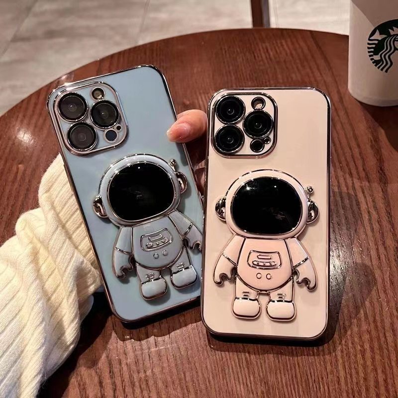 Astronot Berdiri Kartun Soft Casing Case OPPO A54 A17 A57 A77S A36 A76 A96 A7 A5S A12 A11K F9 Pro A5 A9 2020 Realme 10 case Mewah