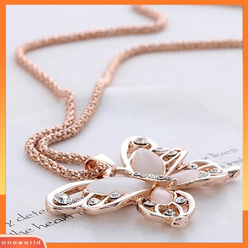 [WONE] Fashion Wanita Kupu-Kupu Liontin Sweater Rantai Panjang Kalung Perhiasan Hadiah Natal