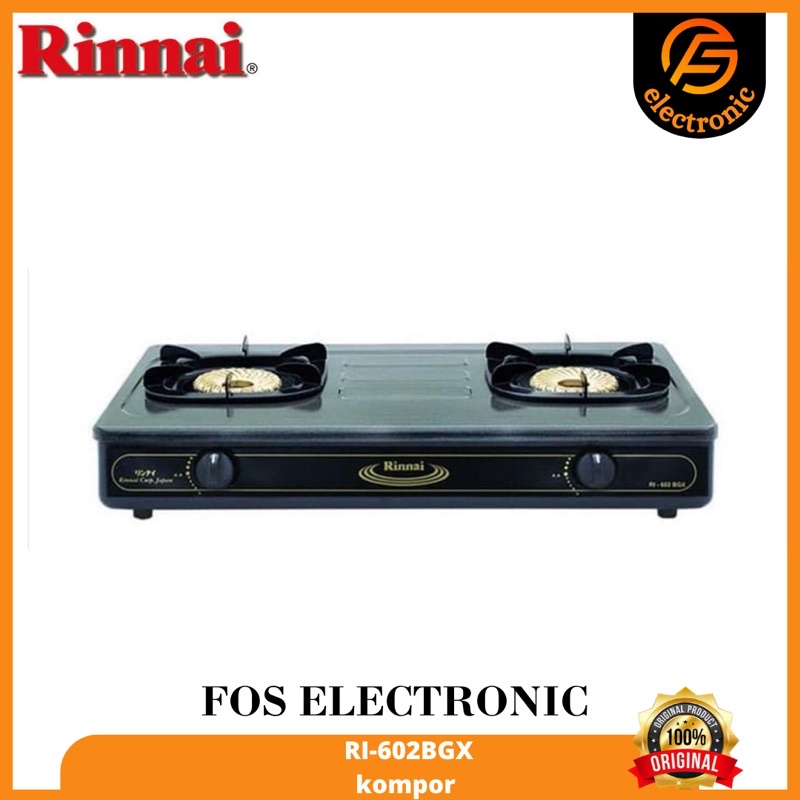 KOMPOR GAS RINNAI RI602BGX / RI-602BGX / RI 602 BGX [2 TUNGKU] 100% ORI