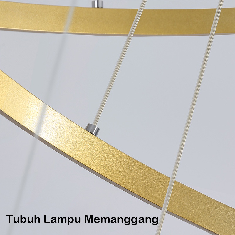 ✨ Garansi&amp; 3 Warna✨96w Lampu Gantung Minimalis MODERN Kristal LED 2 RING 40/60cm 3 BALL pendant light Hotel Nordik bergaya Eropa bar