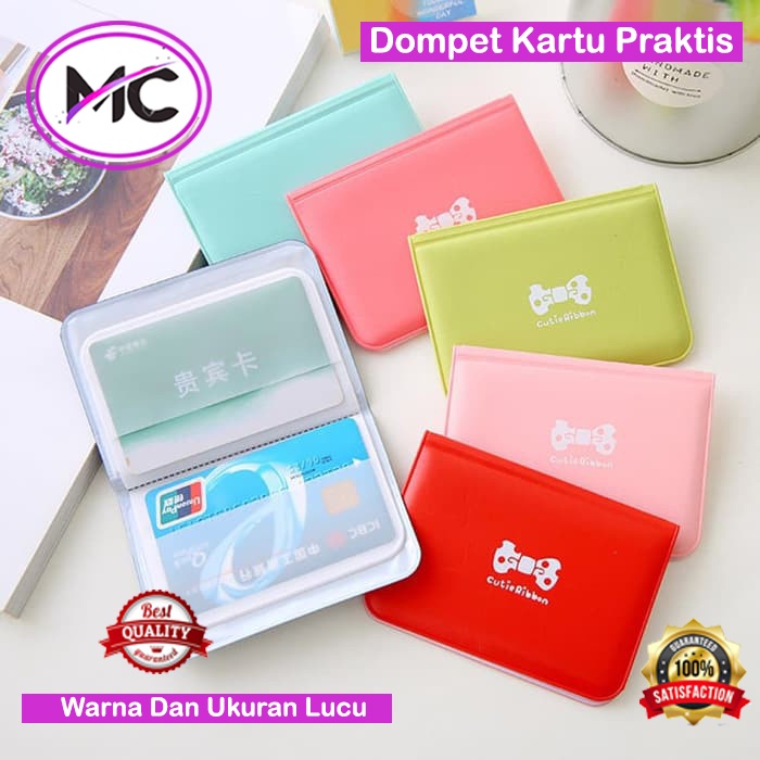 Dompet Kartu Wanita Pria Tempat Menyimpan ATM SIM KTP Mini Dompet Id Card Dompet Kartu Kulit 12 Slot Card Holder Korea Dompet Kartu Cutie Ribbon Murah