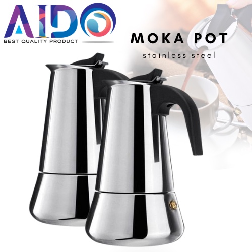 Teko Kopi Espresso Stainless Steel/Espresso Maker Moka Pot Stainless Teko Kopi 8006