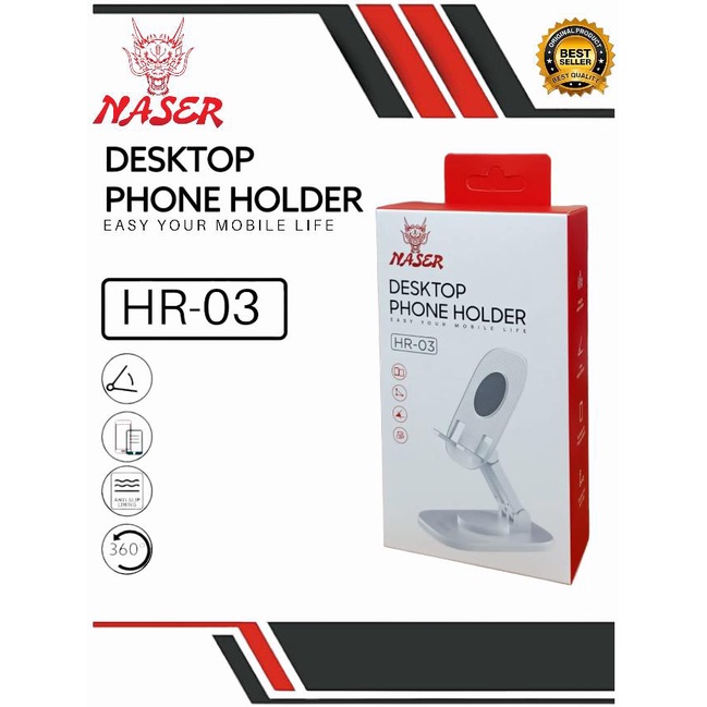 HOLDER /STAND PHONE/STANDING HP/PUTAR NASER HR-03/PRODUK ORIGINAL