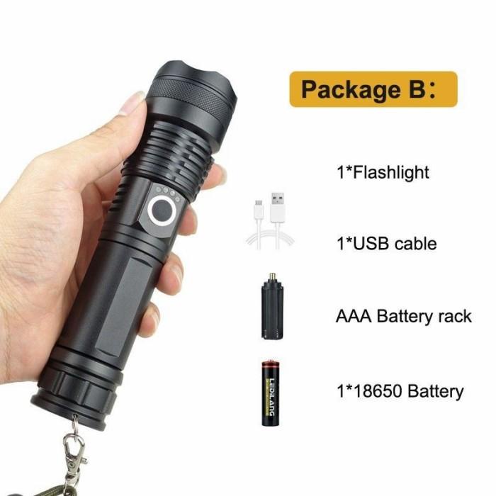 XHP50 Senter LED USB Recharge Jarak Jauh 600 - 1000M 15000 Lumens