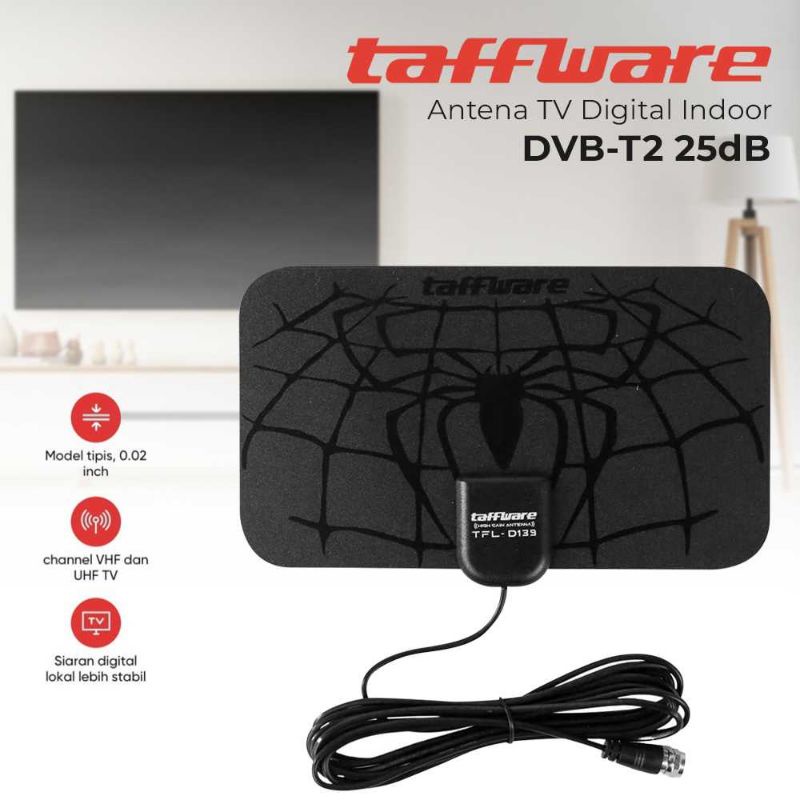 Taffware Antena TV Digital Indoor DVB-T2 25dB Spider Pattern V2.0 - TFL-D139
