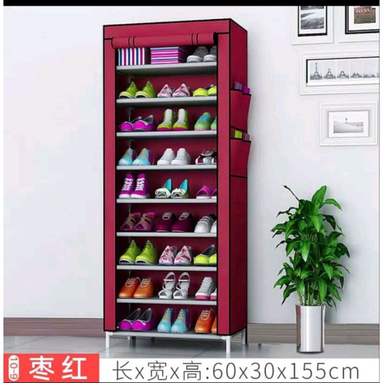 Rak Sepatu 10 susun Shoes Rak Kain Portabel Multifungsi / rak sepatu 10 susun tertutup / rak sepatu 