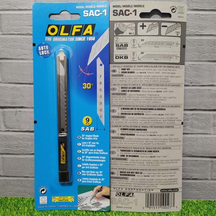 

Art Pisau Grafik 9Mm Sac-1 Olfa Snap Off Blade Graphic Cutter