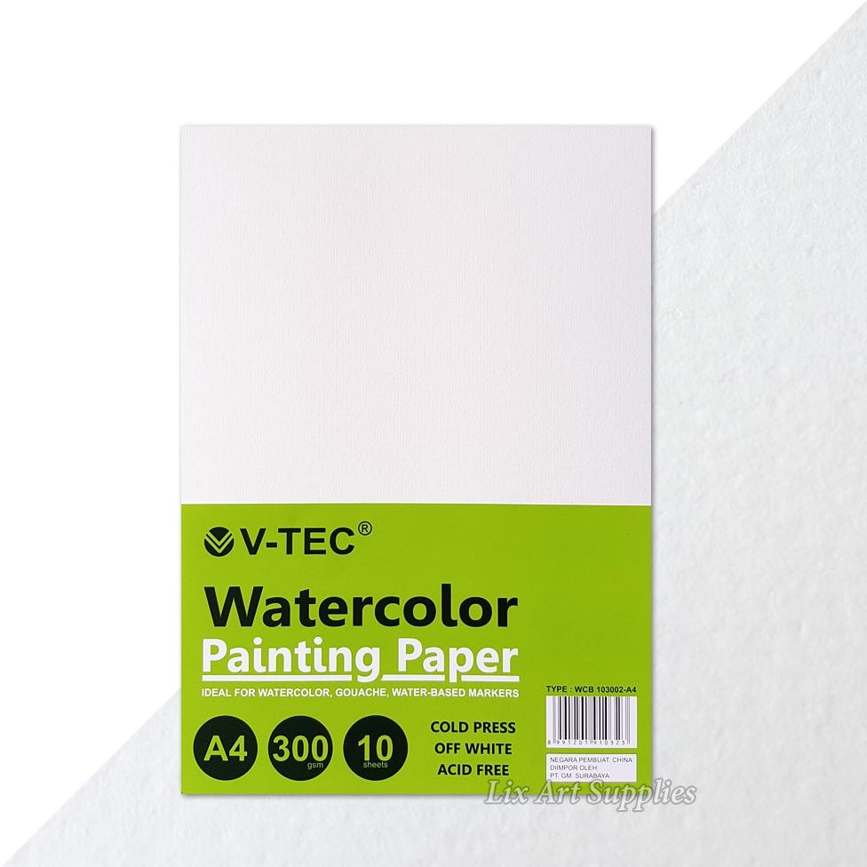

BISA COD V-TEC A4 Water Colour Paper 300gsm - 10 Sheets Cold Pressed / Watercolor Paper/ Kertas Cat Air