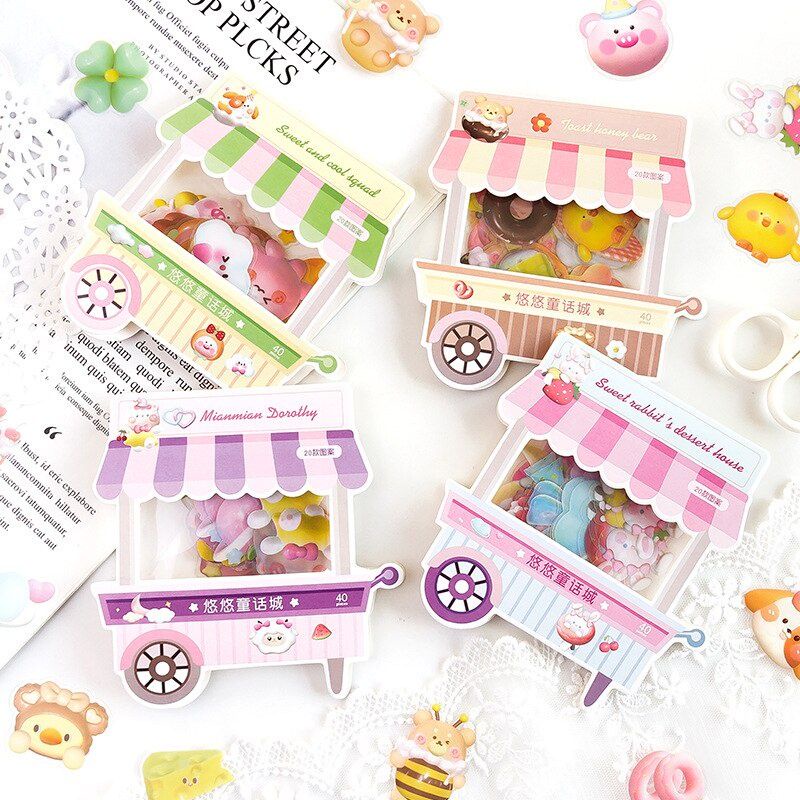 

KIYOWO 40 PCS/1 PACK STICKER PET TRANSPARAN SWEET CANDY