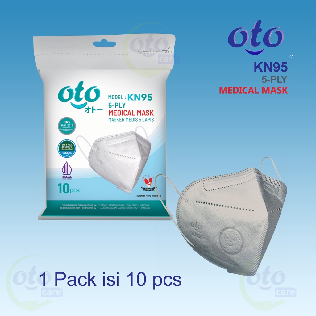 OTO Masker KN95 MEDICAL Mask 5 - Ply Earloop Face 5 lapis isi 10 pcs