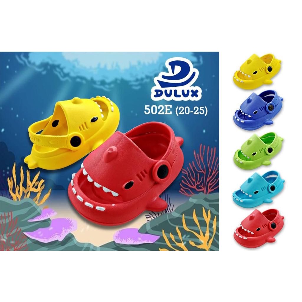 DX-502E Sandal Anak Laki Laki Karakter Ikan Paus Baby Shark / Sandal Selop Anak Cowok Tali Belakang Merek Dulux Size 20-25