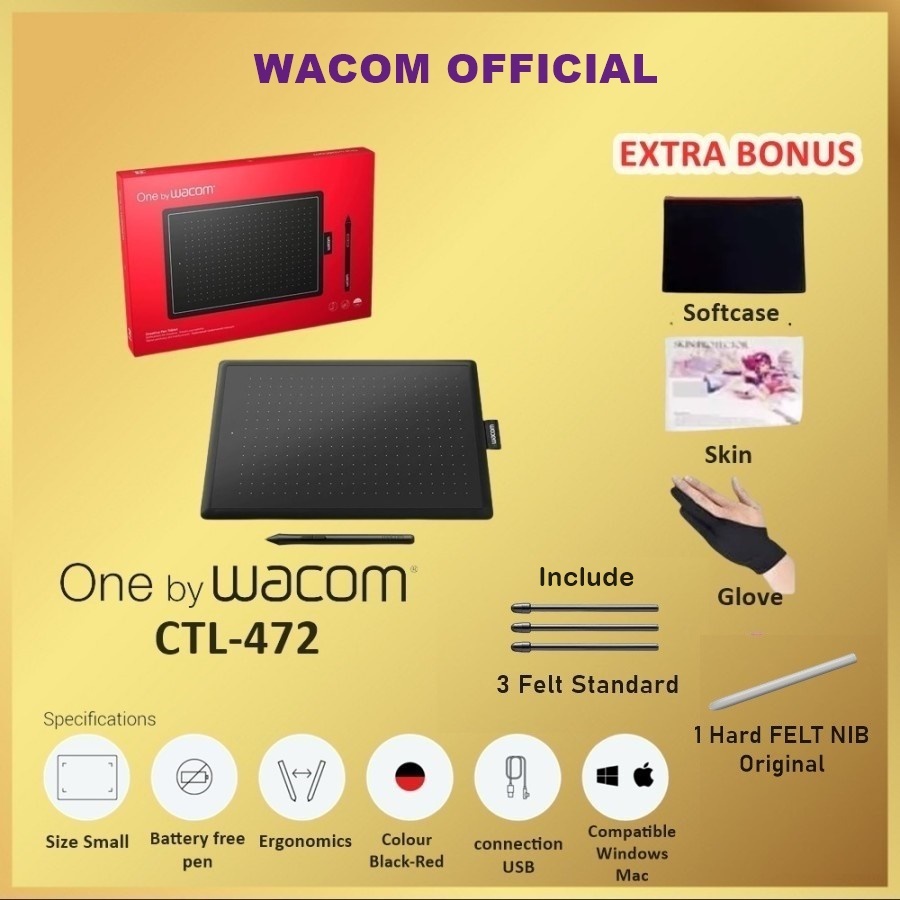 Wacom One by CTL-472/K0-CX Creative Pen Tablet CTL472 CTL 472 K0 CX