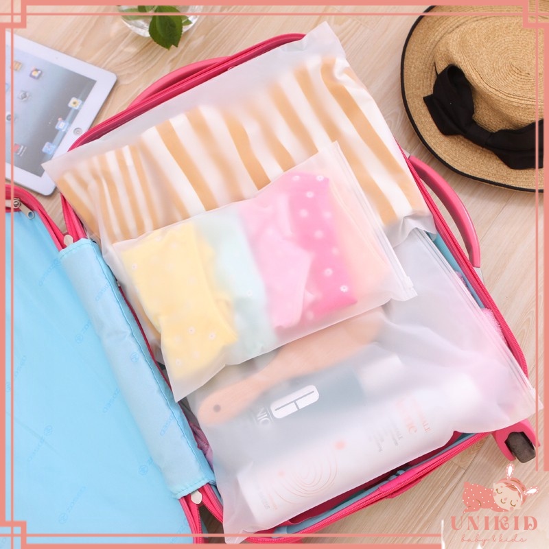 UNIKID TAS ZIPPER STORAGE BAG TRAVEL POTRAIT TRANSPARAN DOFF ORGANIZER POUCH PLASTIK PENYIMPANAN ZIPPER LOCK MURAH