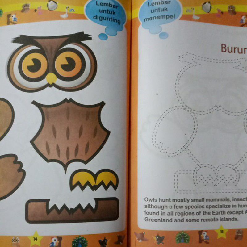 Buku Aku Bisa Gunting Tempel Mewarnai Binatang/Sayuran/Buah/Ikan/Peliharaan/Burung