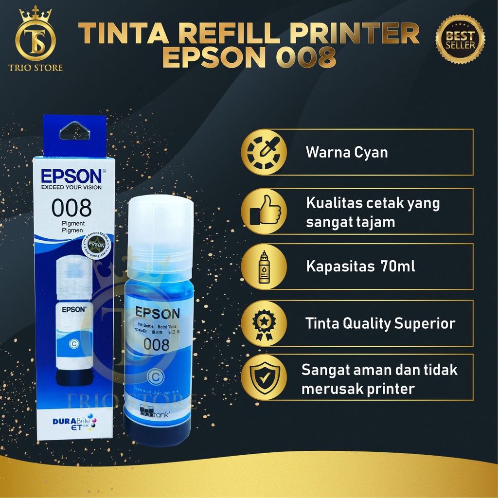 1 SET 4 PCS Tinta Epson 008 For Printer L6550 L6580 L15150 L15160 Premium