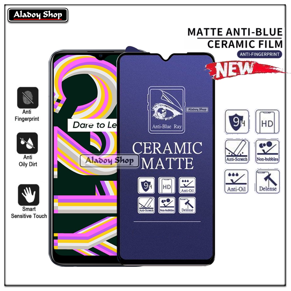 PAKET 3IN1 Anti Gores Blue Matte Anti Glare Realme C21Y + Tempered Glass Camera dan Skin Carbon