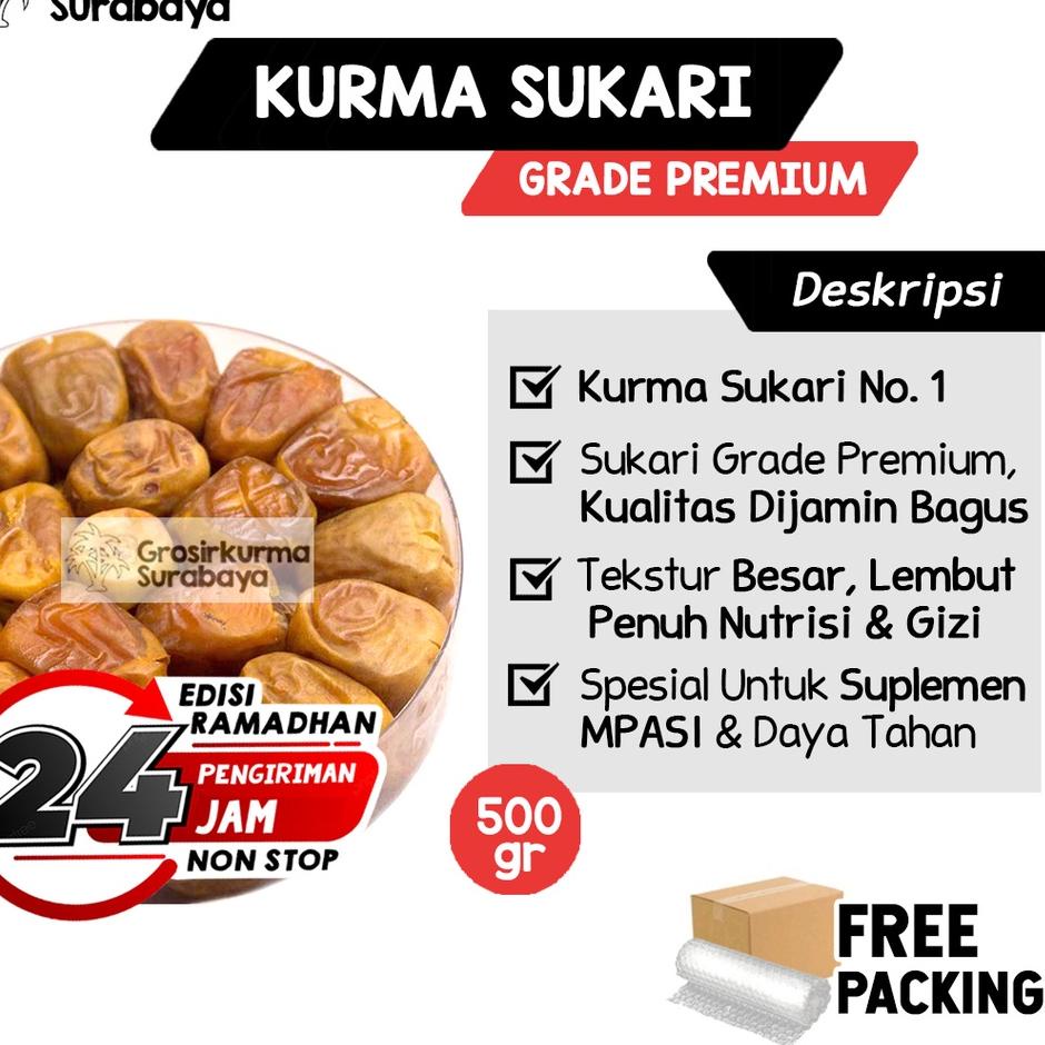

♜ Kurma Raja Sukari Basah 500gr Ruthob Manis Suplemen Imun & MPASI Booster Penambah Stamina Ajwa Mesir テ