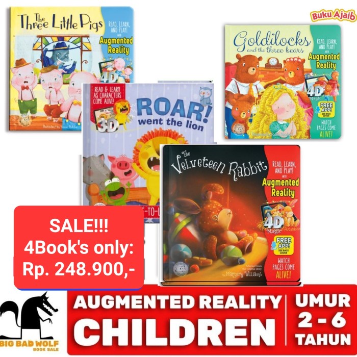 BIG BAD WOLF SALE: 4 SERIES OF 3D MAGIC BOOK - BY LITTLE HIPPO, ORI