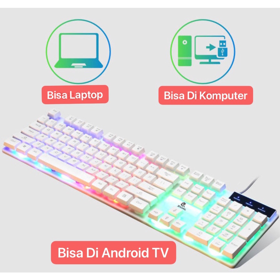 JK-922 Keyboard Komputer Laptop for gaming ada Lampu RGB Backlight Gamer Backlit Lampu Bisa Buat Kantoran Kerja Sekolah KYB-027 Koneksi via Kabel