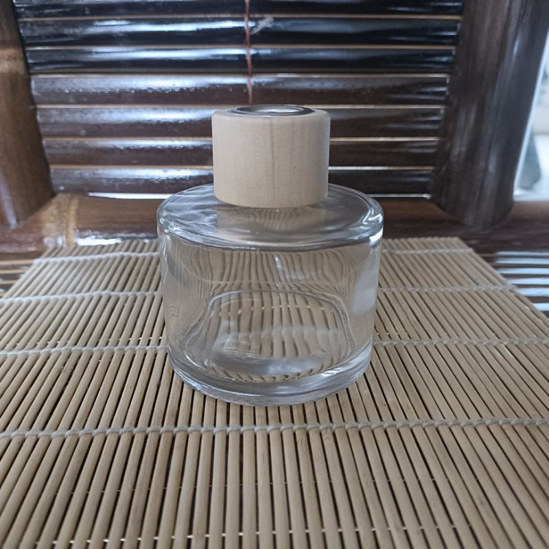 Botol reed diffuser 100ml bulat tutup kayu round lid / botol diffuser