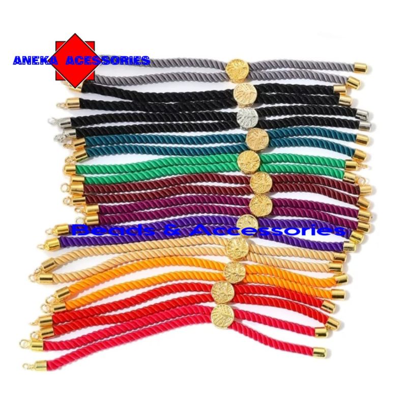 Gelang Tali Serut Polos Model Kait Pandora Untuk Liontin Inisial Charm Emas