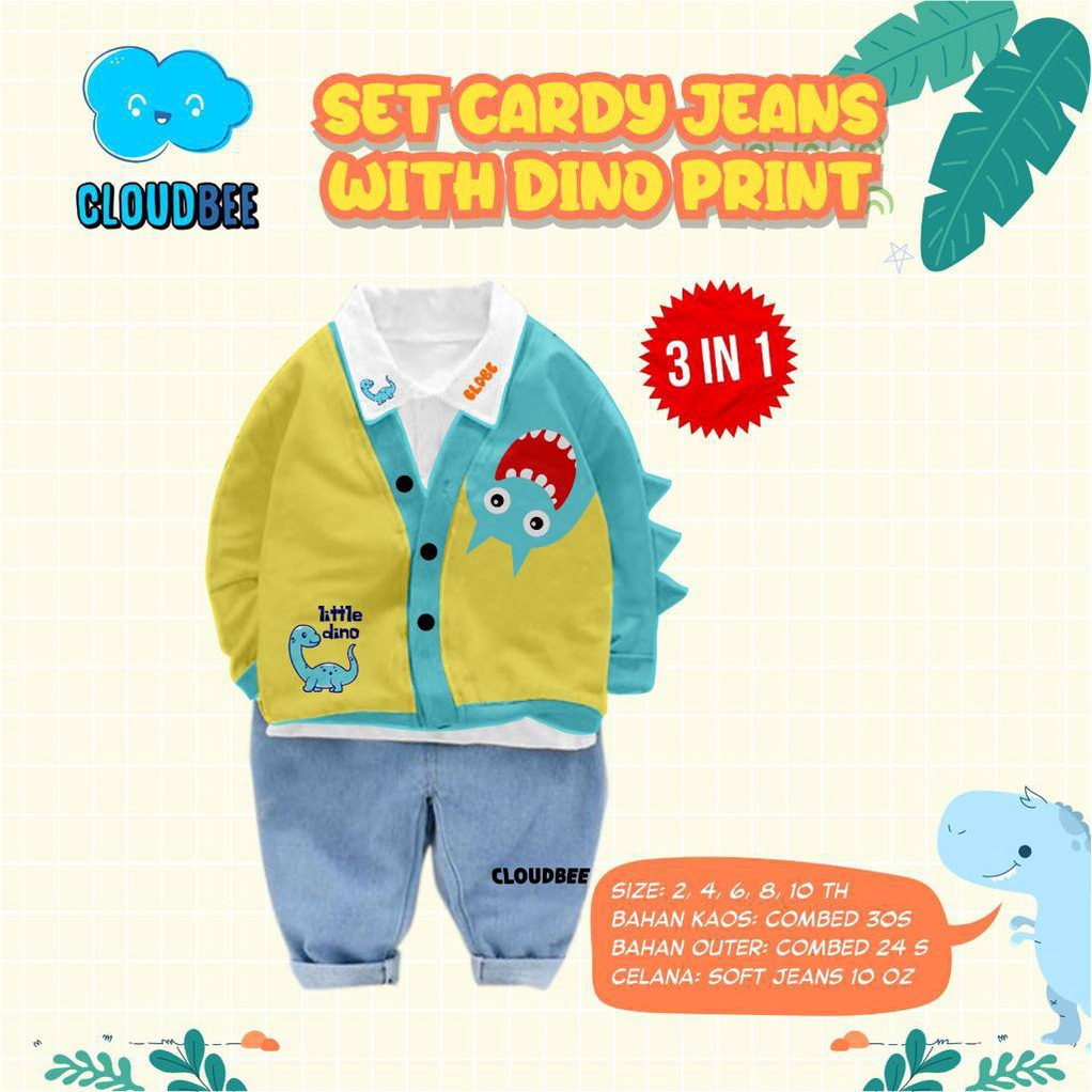 SET CARDY JEANS WITH DINO PRINT