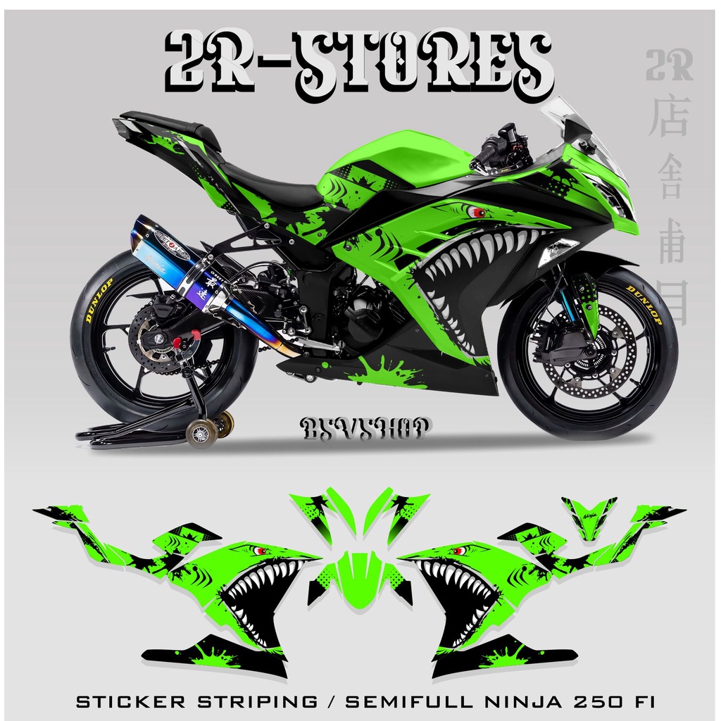 striping kawasaki ninja 250 fi semi full / stiker ninja 250 fi / variasi sharks / stiker motor ninja