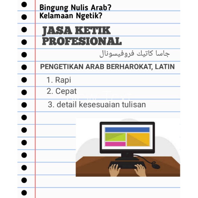 

Jasa Ketik Profesional Arab, berharokat, Latin