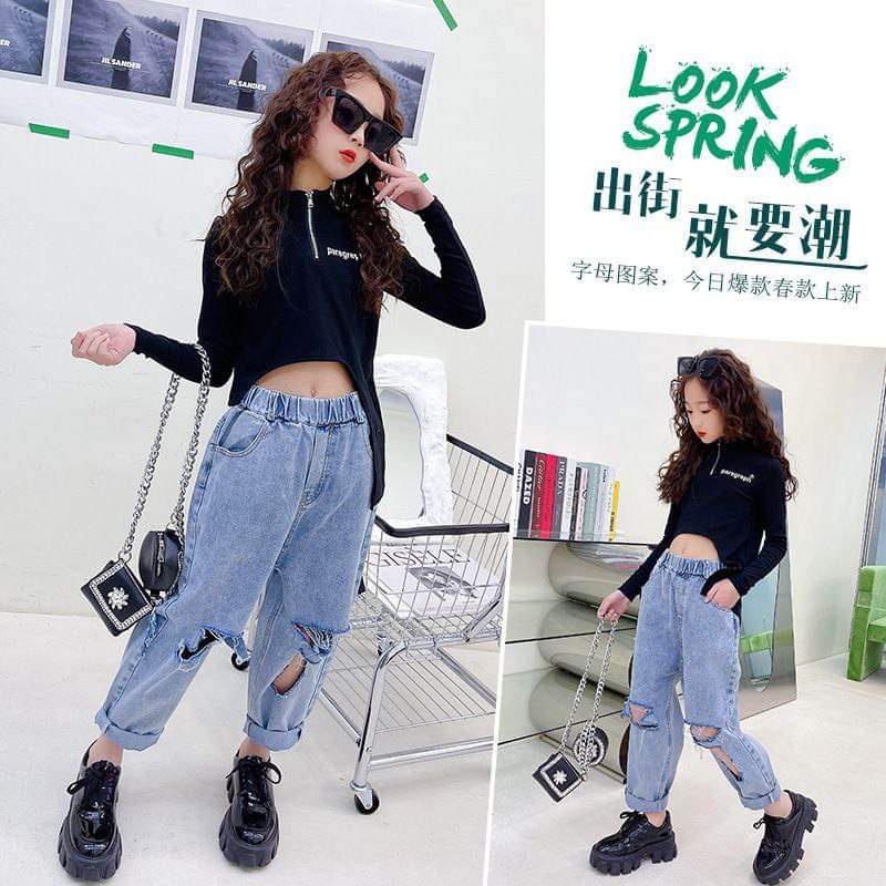 Setelan Anak Korea Trendy Fashionable BLACK