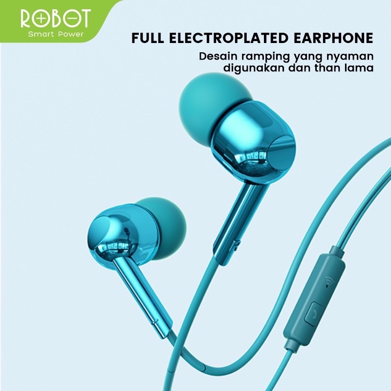 Robot Headset RE40 Headset Wired Earphone Full Electroplated Original - Garansi 1 Tahun