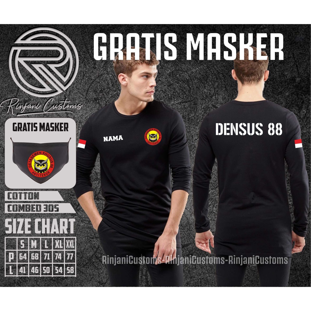 KAOS DENSUS 88 GRATIS NAMA DAN MASKER - KAOS INTEL - KAOS POLISI