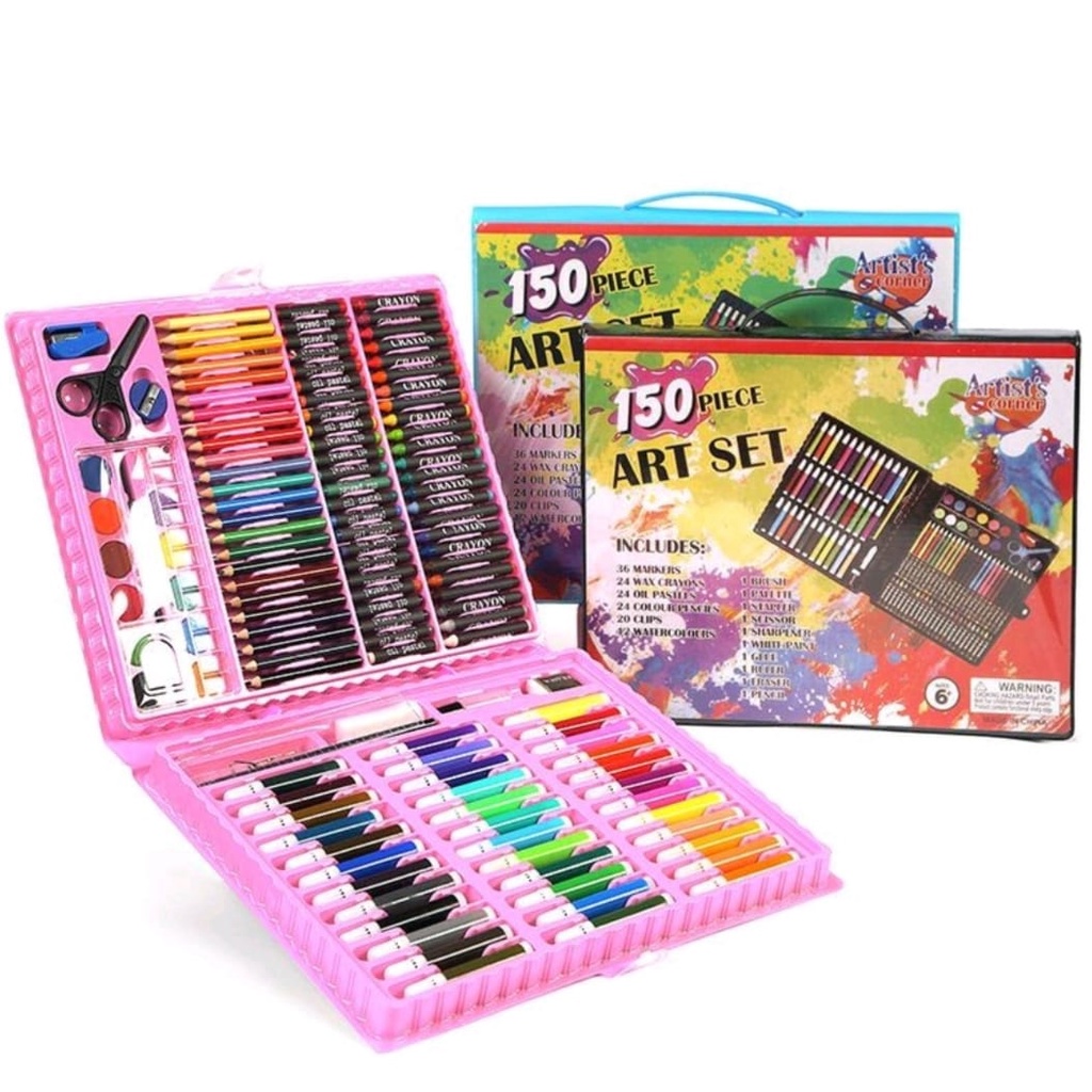 Crayon Set 150 Pcs Art Set Crayon Warna Warni Alat Mewarnai Alat Tulis Pensil Warna Free Koper Penyimpanan Art Set Isi 150 Pcs Pensil Warna Set Anak Crayon Full Set Alat Lukis - Perlengkapan Sekolah Set 150 Pcs