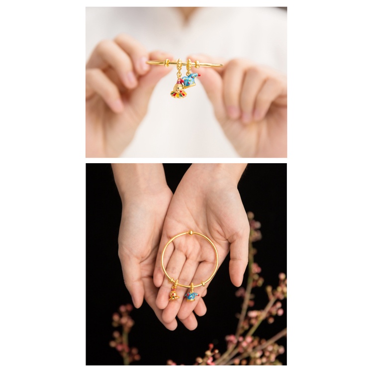 Goldkingdom Fashion Perhiasan 24 K Bangkok Aksesoris Ready Stock Berlapis Emas Hadiah Natal Liontin Magic Joker DIY Transshipment Bead Fantasy Planet Gelang Kalung