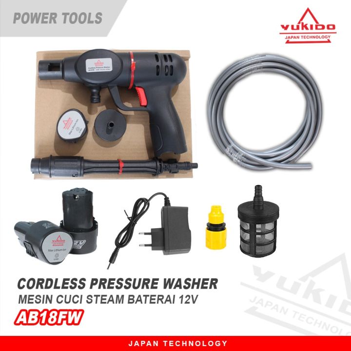 TERMURAH 2 BATERAI Mesin Jet Cleaner Baterai Cordless 12 volt YUKIDO / Alat Cuci Motor cuci Mobil Tanpa Kabel Tekanan Tinggi Mesin Cuci Mobil