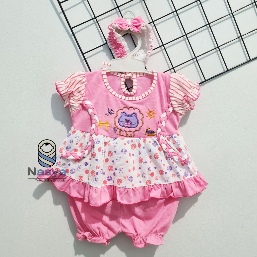 [A-030] NEW !! Setelan Baju Bayi 0-6 Bulan (GRATIS Bandana) / Baju Anak Bayi Perempuan motif animal