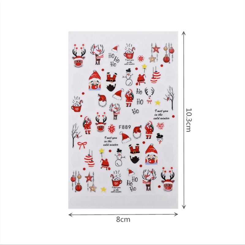 [Harga Grosir] Embos DIY Manicure Art Xmas Elements Nail Decals Kuku Kuku DIY Dekorasi Patch 3D Kartun Stiker Kuku Untuk Natal Tahun Baru Pesta Pacaran