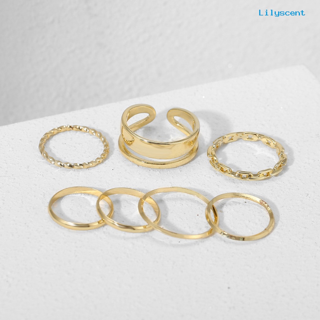 [LS]1 Set Cincin Knuckle Cincin Jari Geometris Punk Unisex Electroplating Tahan Lama Untuk Club