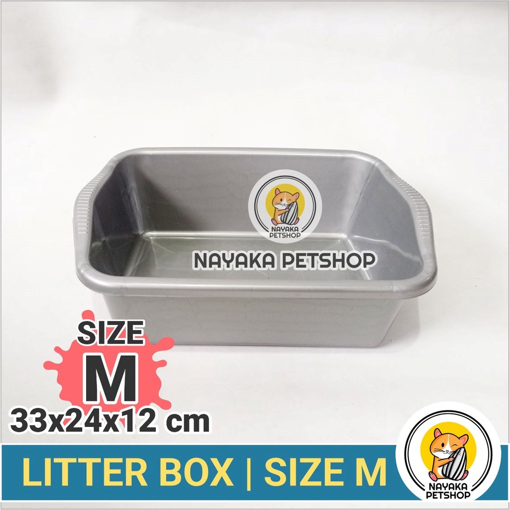 Size M Litter Box Kucing Cat Toilet Bak Pasir Baki Zeolit Gumpal Wangi Wood Pellet Kotak Kotoran Hewan