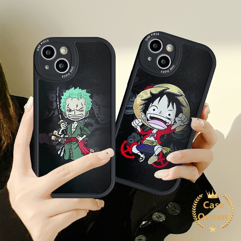 IPHONE Case Kompatibel Untuk Iphone11 14 13 12 Pro MAX 7 6s 14 8 6 Plus XR X XS MAX SE 202 Anime One Piece Luffy Zoro Kartun Lucu Shockproof Oval Lensa Soft Tpu Back Cover