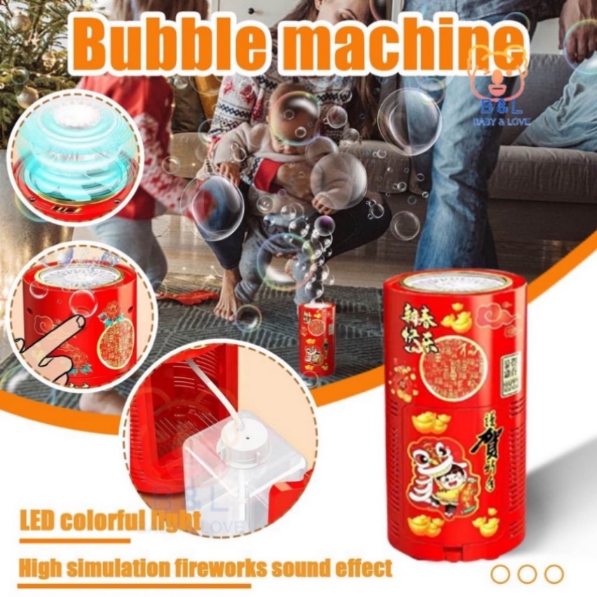 Kms 2023mainan Tahun Baru Firework Bubble Machine Gelembung Untuk Anak-Anak Gelembung Mesin Dengan Lampu Otomatis 13lubang Kembang Api Bubble Machine Untuk Pernikahan CNY Atmosphere Mainan Anak Hadiah