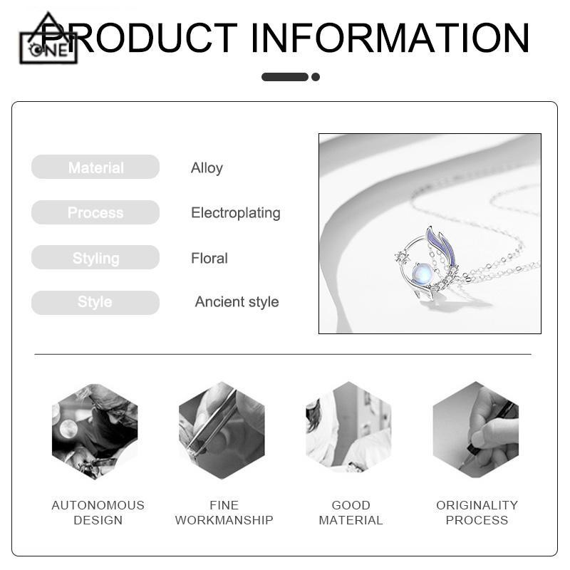 COD❤️Kalung Rantai Klavikula Liontin Moonstone Gaya Korea Silver Untuk Wanita Aksesoris Perhiasan-A.one