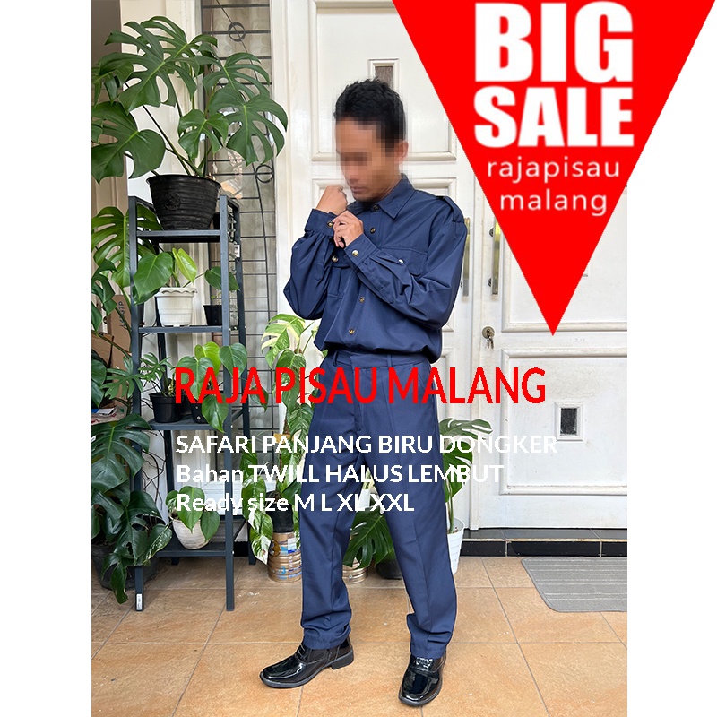 Promo Baju safari security driver SETELAN Lengan Panjang BIRU DONGKER