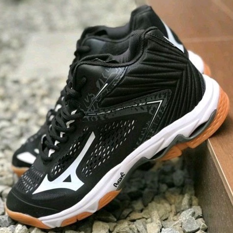 (BAYAR DITEMPAT) ERS SEPATU VOLLY MIZUNO WLZ 5 MID BLACK PREMIUM VIETNAM IMPORT OLAHRAGA VOLI PRIA V