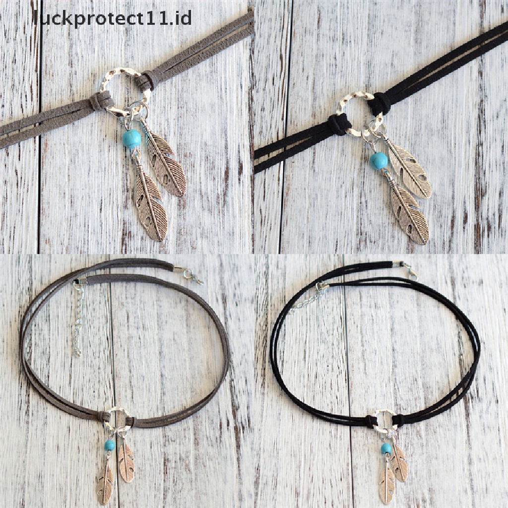 /Fashion Hot// Fashion// Fashion Bohemian Liontin Bulu Kalung Choker Kalung Charm Boho Jewelry.