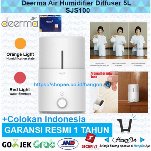 Deerma SJS100 Air Humidifier 5L Penyegar Pelembab Udara Aroma Diffuser Sinar UV Warm Light Design Lampu Malam