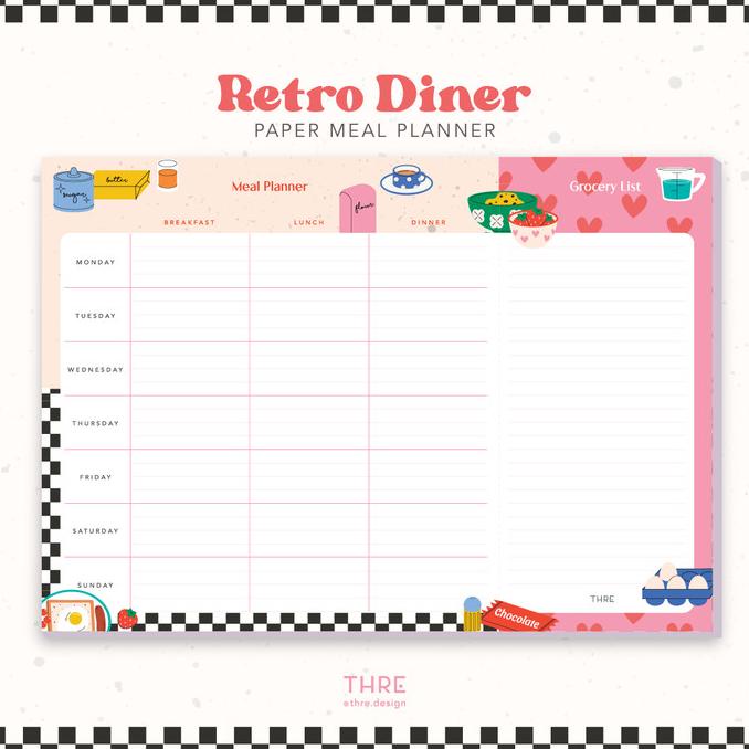 

MEAL PLANNER COOKING PLANNER NOTEPAD MAGNET THRE DESIGN