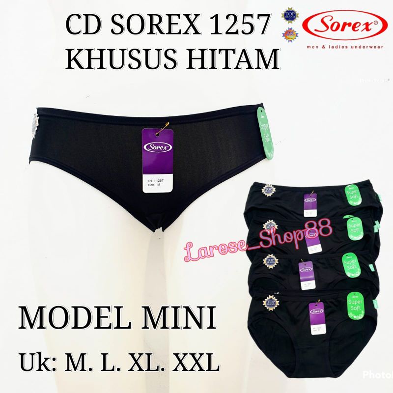 TOKO EPIC 6 PCS Cd Sorex 1257 Khusus Hitam Cutting Mini Celana Dalam Wanita Sorex 1257 Khusus Hitam 